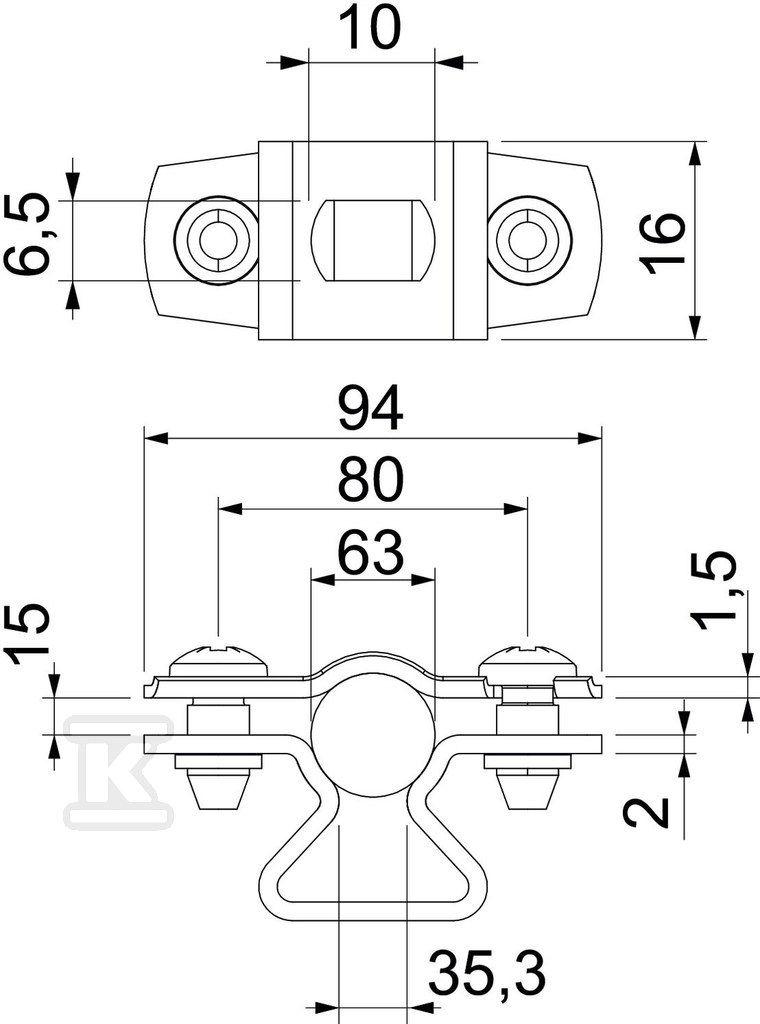 Distanční svorka, s otvorem typu ASL - 1362788