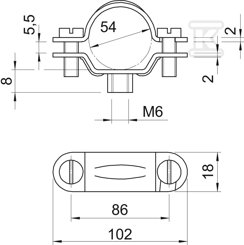 Obejma dystansowa typ 2900 M6 49-55 G - 1383426