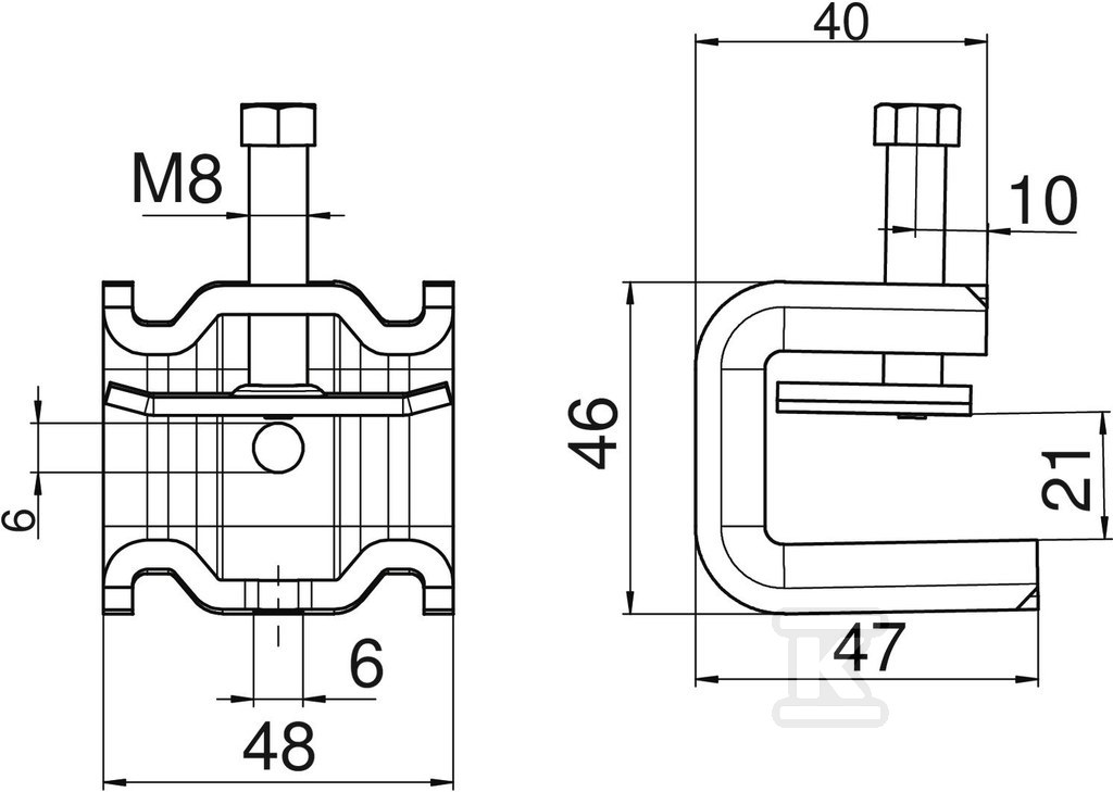 Carrying clamp, hot-dip galvanized, - 1486232