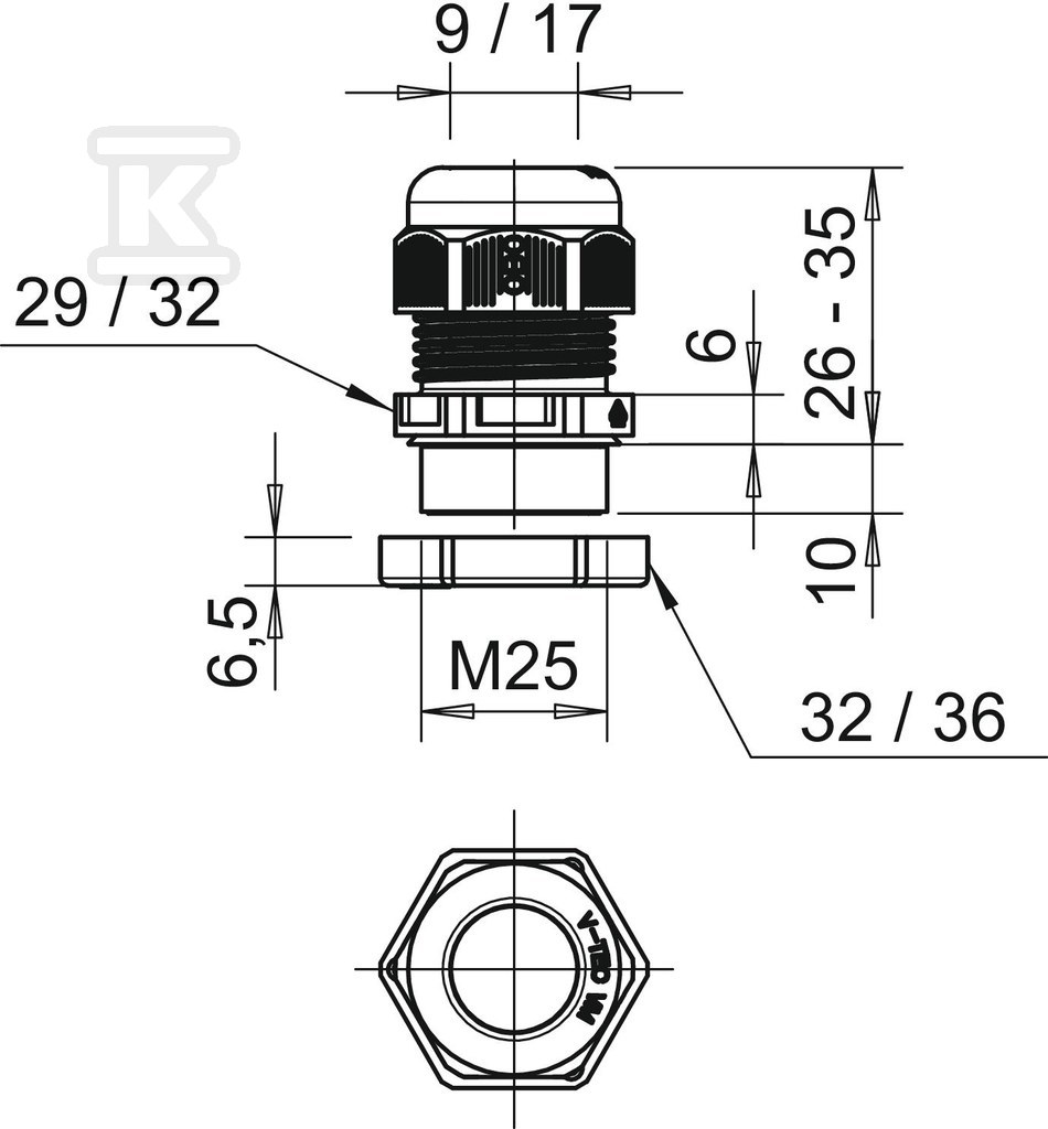 Dławik kablowy typ V-TEC VM25+ LGR - 2022768