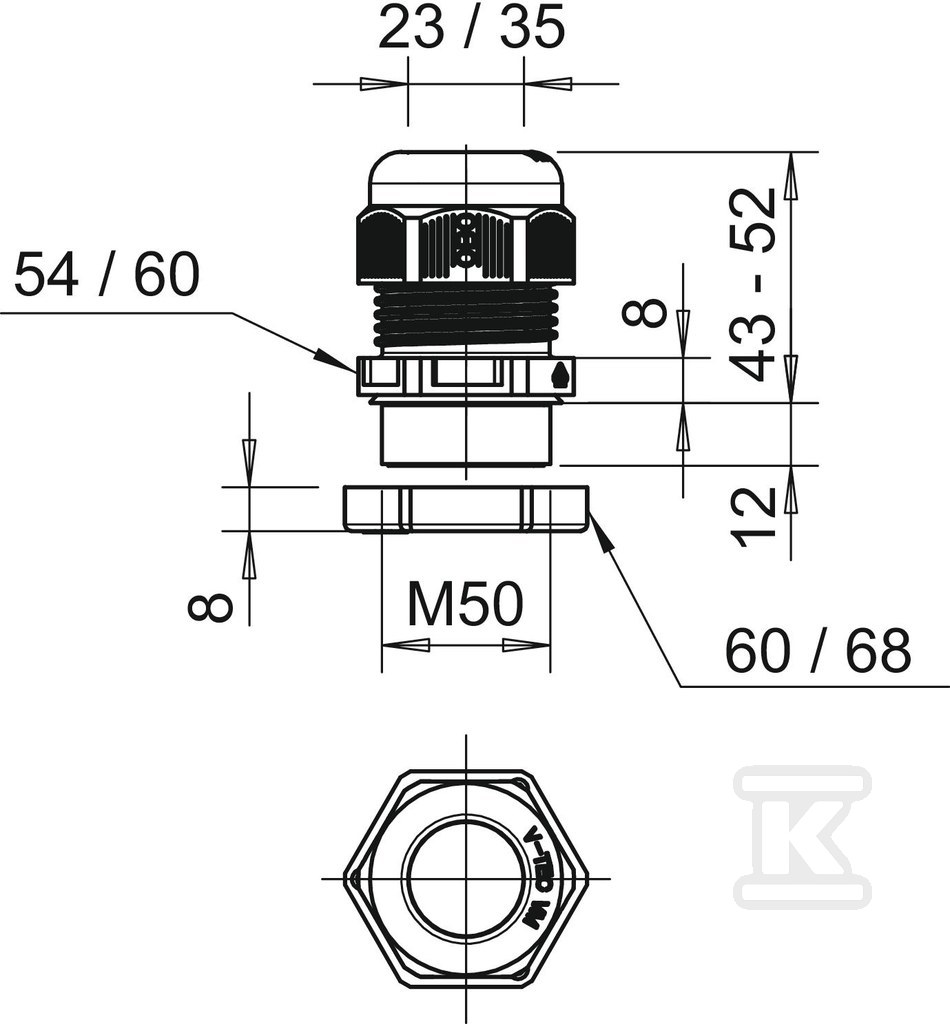 Cable gland V-TEC type VM50+ LGR - 2022774