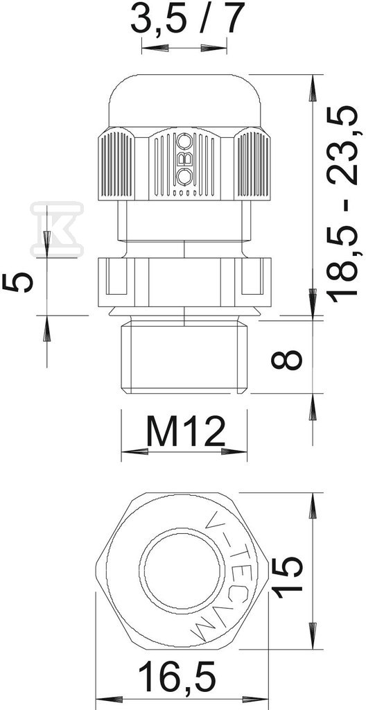 Cable gland type V-TEC VM12 SGR - 2022843