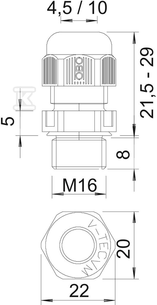 Cable gland type V-TEC VM16 SGR - 2022845