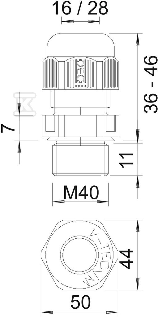 Cable gland type V-TEC VM40 SGR - 2022853