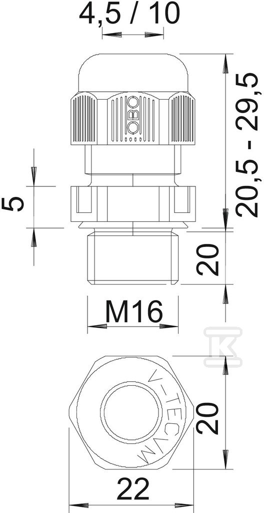 Cable gland type V-TEC VM L16 SGR - 2022924