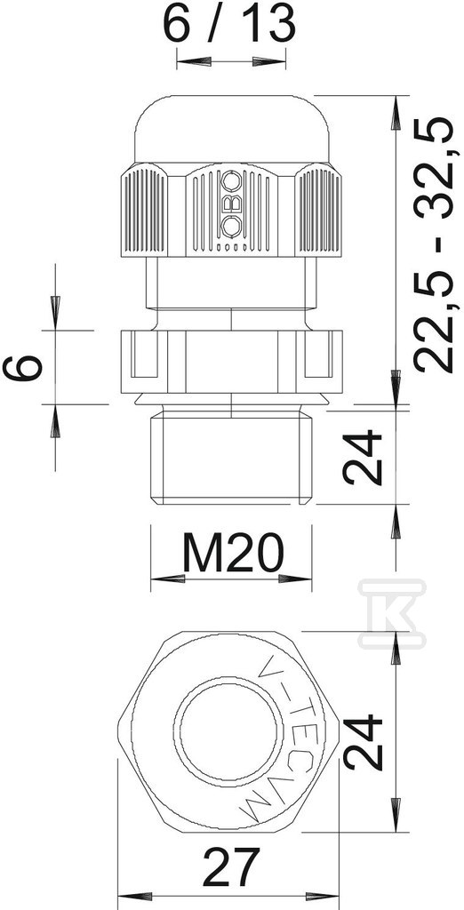 Cable gland type V-TEC VM L20 SGR - 2022926