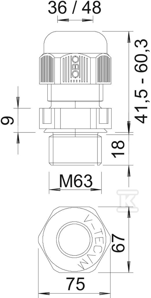 Cable gland type V-TEC VM L63 SGR - 2022937