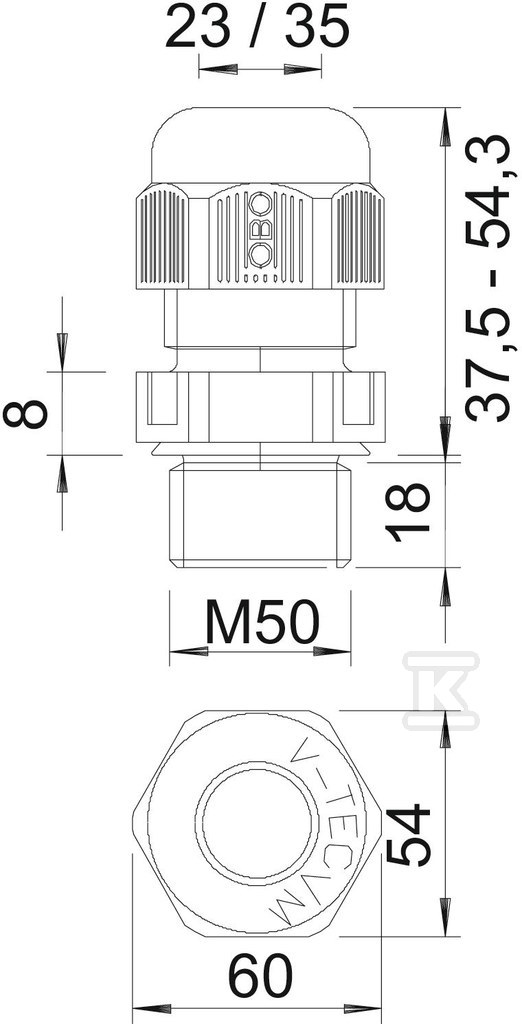 Cable gland type V-TEC VM L50 LGR - 2022955