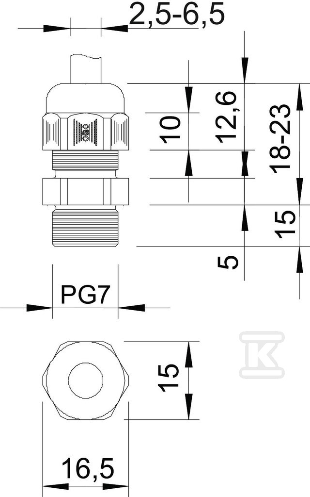 Cable gland, type V-TEC L PG7 LGR - 2024284