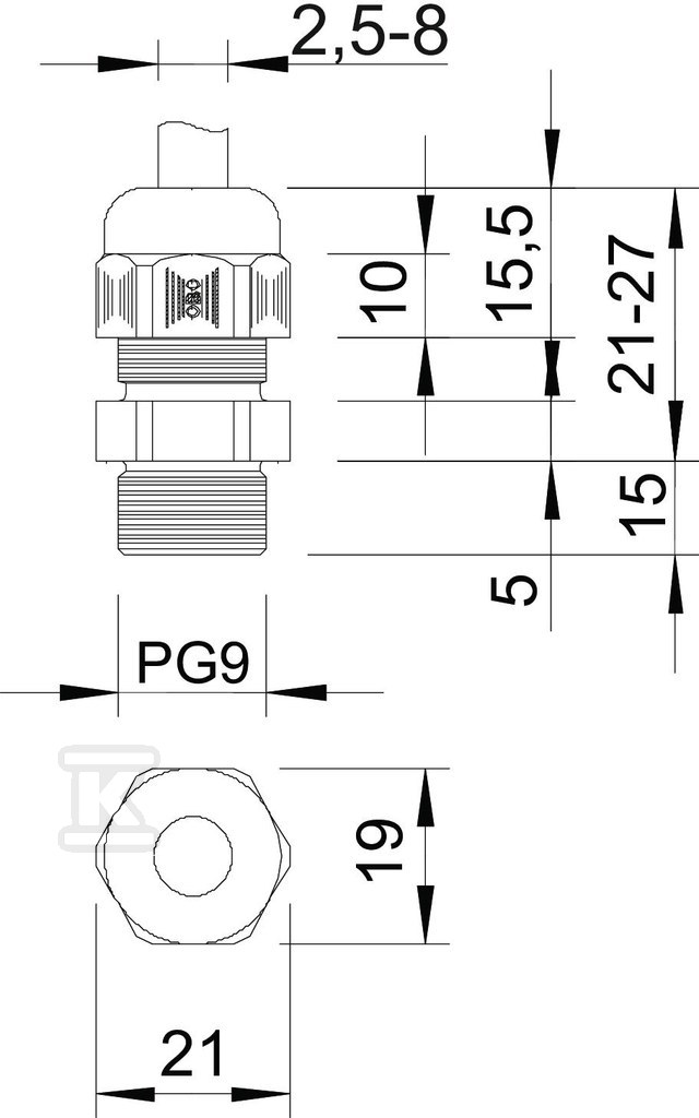 Cable gland type V-TEC L PG9 LGR - 2024292