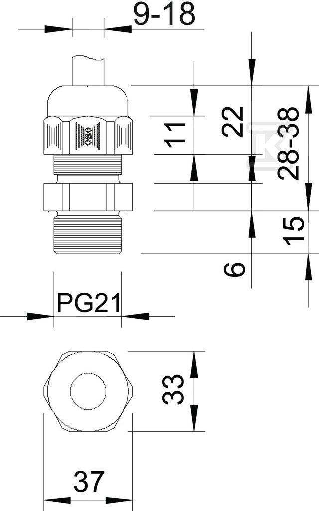 Cable gland type V-TEC L PG21 LGR - 2024330