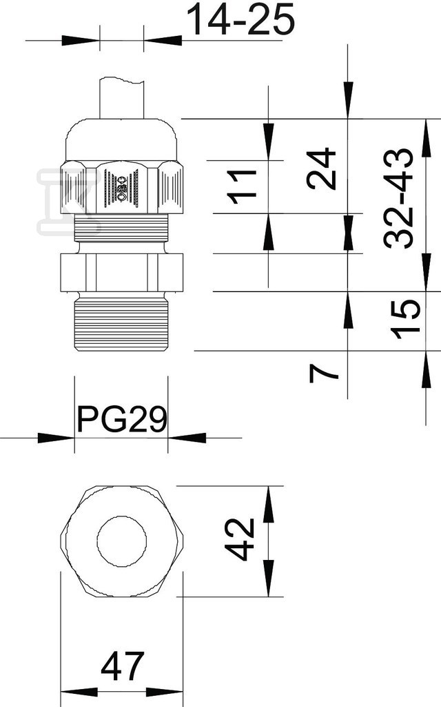 Cable gland, type V-TEC L PG29 LGR - 2024349