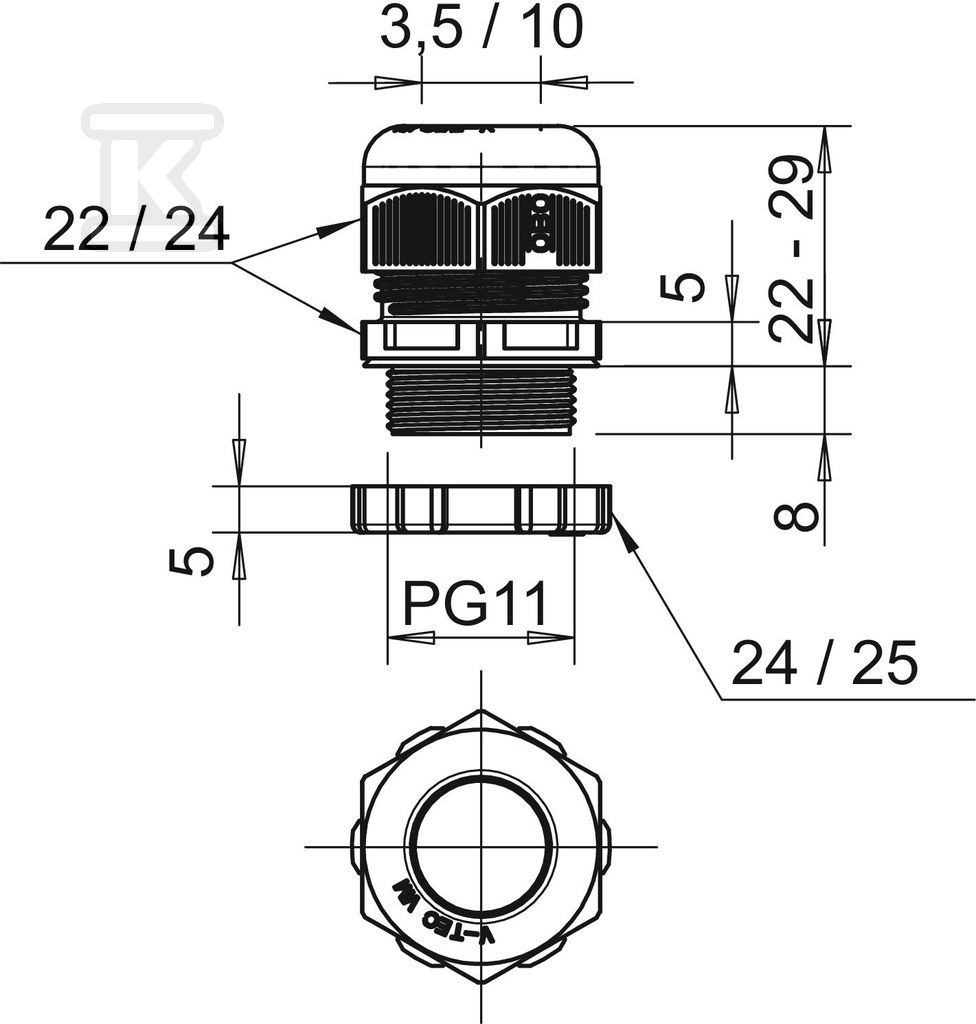 Typ káblovej vývodky V-TEC PG11+ LGR - 2024659