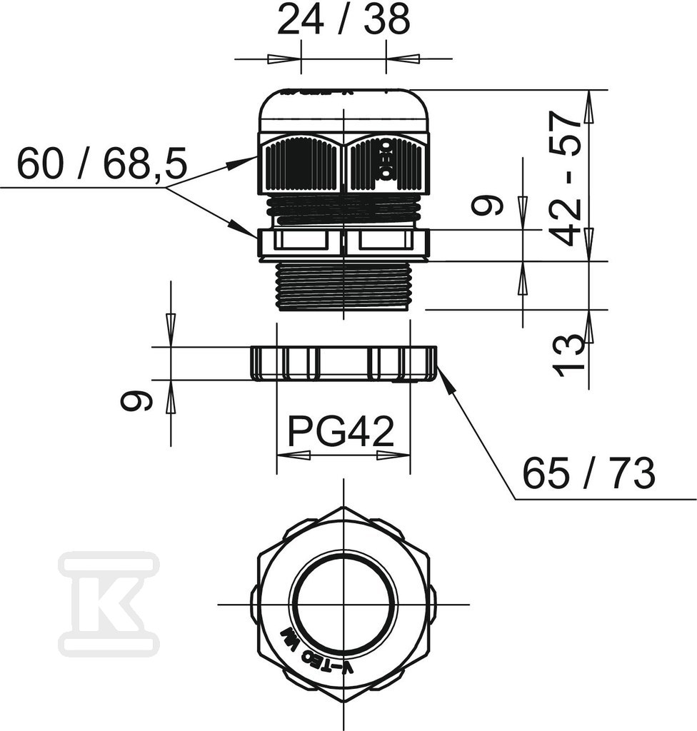 Kabelová vývodka typ V-TEC PG42+ LGR - 2024671