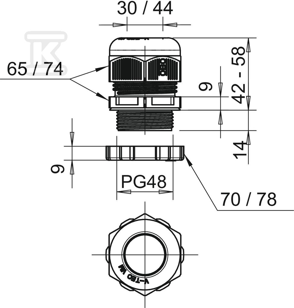 Cable gland V-TEC type PG48+ LGR - 2024673