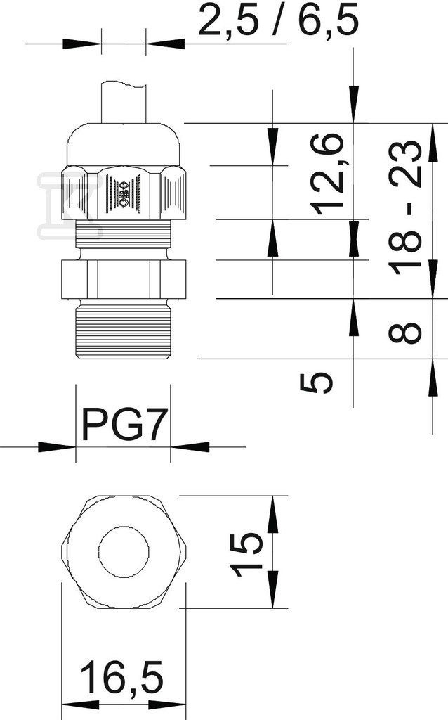 Dławik kablowy typ V-TEC PG7 LGR - 2024705