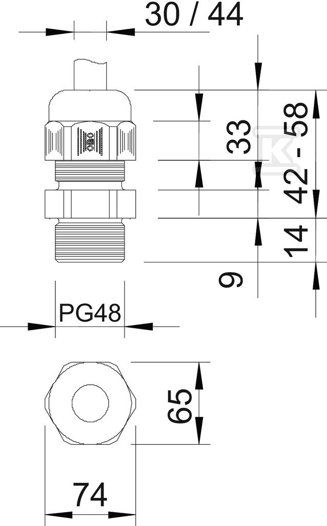 Kablovski uvod tip V-TEC PG48 LGR - 2024802