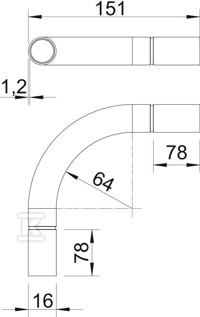 Koleno cevi tipa SB16V ALU - 2046012