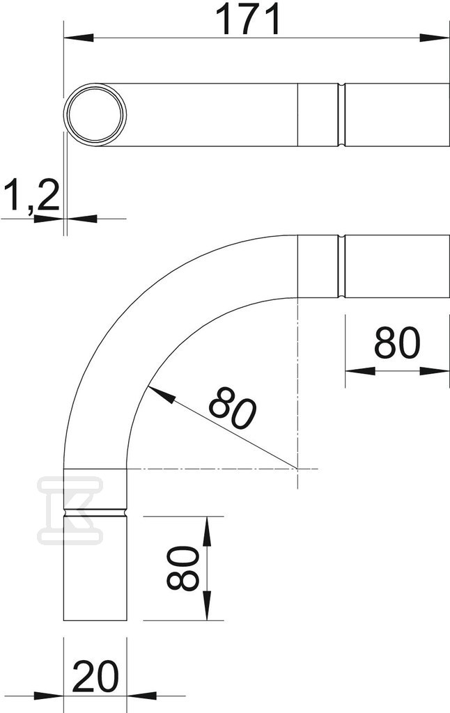 Koleno cevi tipa SB20V ALU - 2046013