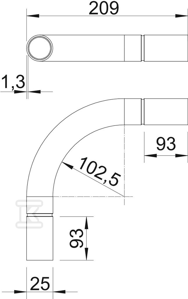 Koleno cevi tipa SB25V ALU - 2046014