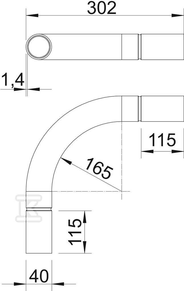 Koleno cevi tipa SB40V ALU - 2046016