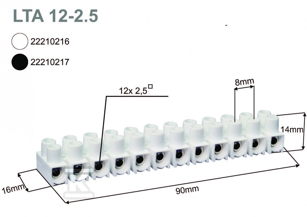 Terminal block, threaded, - 22210217