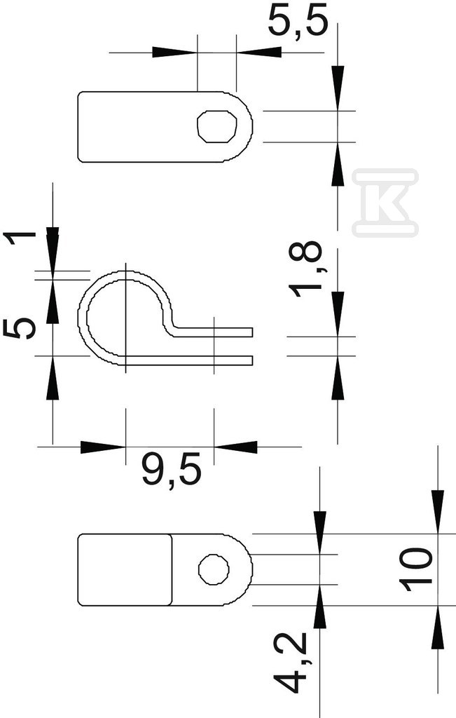 Montážna svorka typ 255 5,2 LGR - 2222051