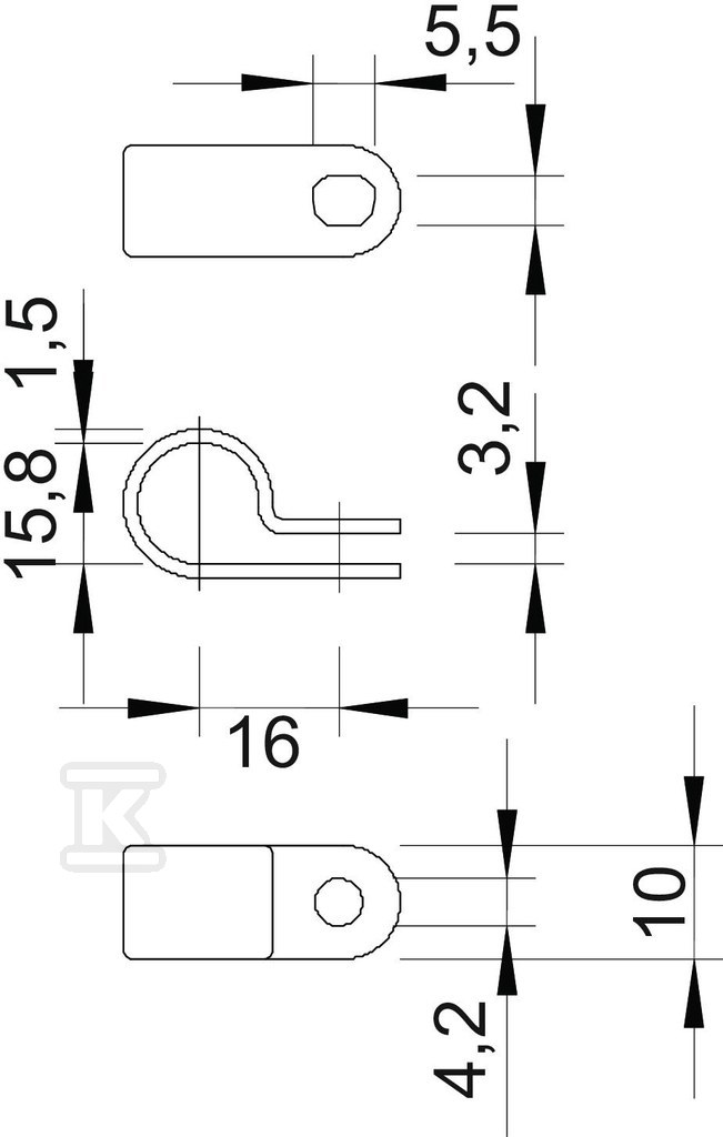 Montážna svorka typ 255 16 LGR - 2222167