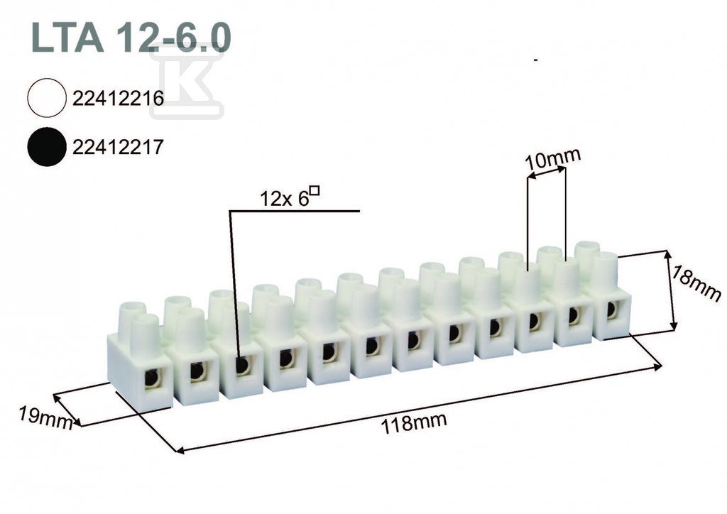 Terminal block, threaded, - 22412216