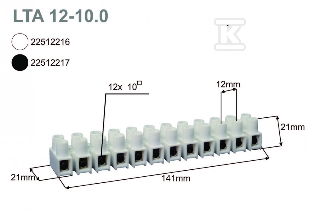 Terminal block, threaded, - 22512216