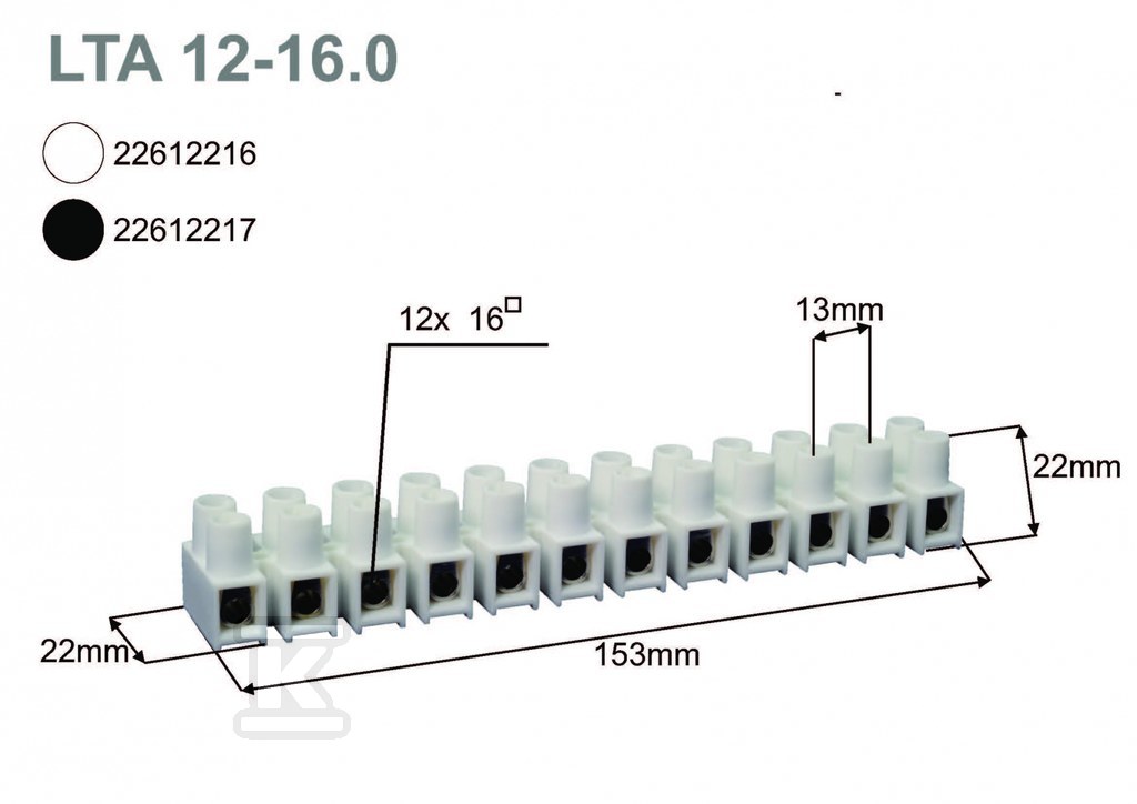 Terminal block, threaded, - 22612216