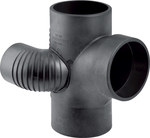 Четверник відвідний PE Silent-db20 HT 110x110x75/88.5 правий, двоплощинний, санітарний, для внутрішньої каналізації з низьким рівнем шуму, колір чорний.