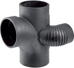 Czwórnik odsadzkowy PE Silent-db20 HT 110x110x75/88.5 lewy, dwupłaszczyznowy, sanitarny, do kanalizacji wewnętrznej niskoszumowej, kolor czarny