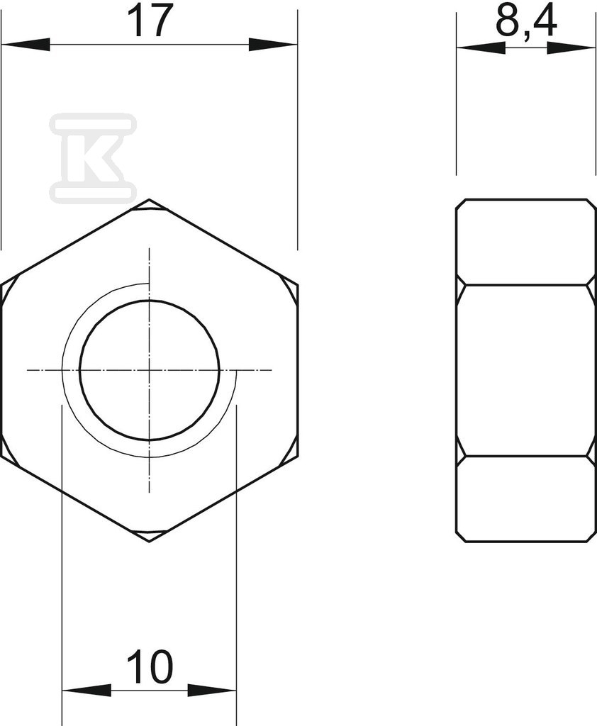 Šestihranná matice typ HN M10 A2 - 3397106