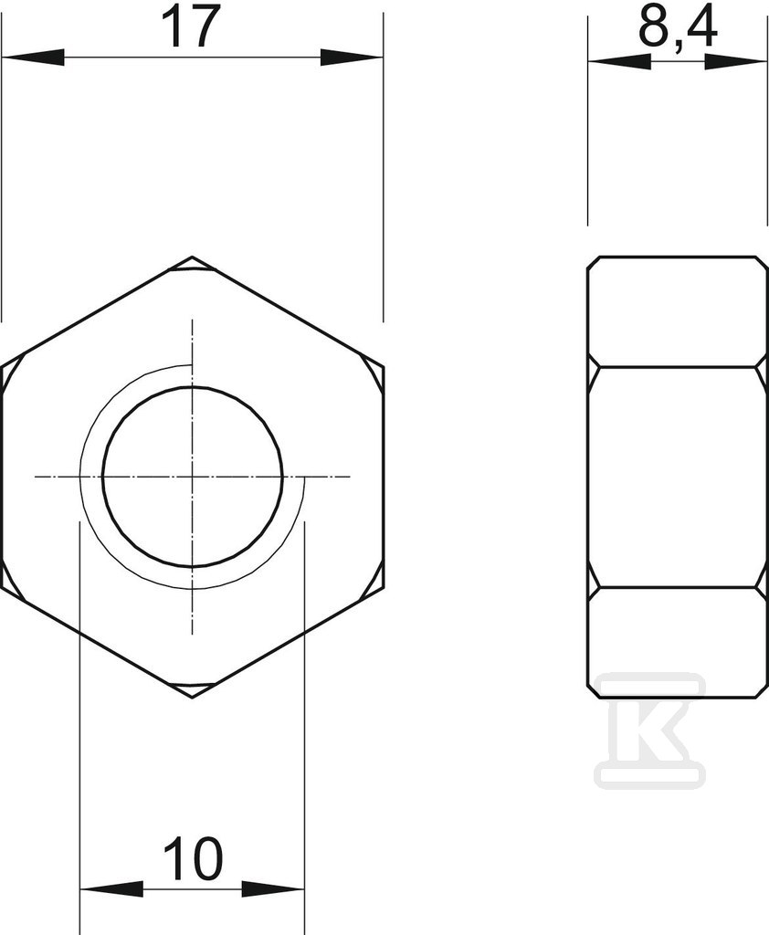 Šestihranná matice typ HN M10 G - 3400107