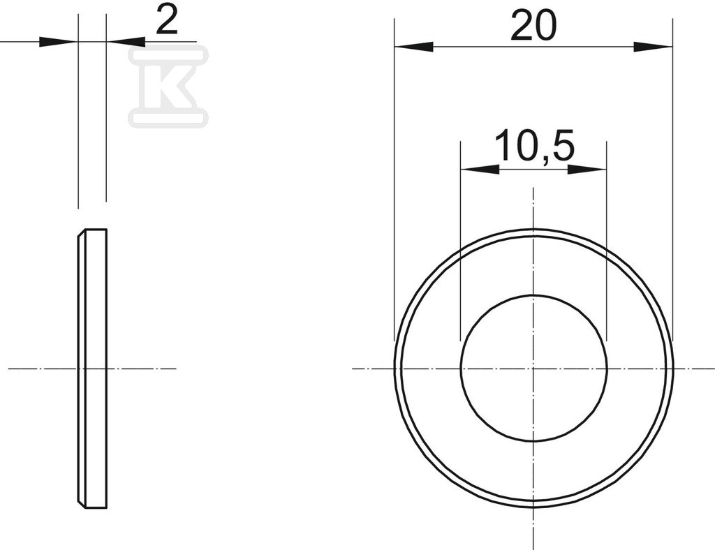 Podložka typ WS M10 D20 G - 3402096