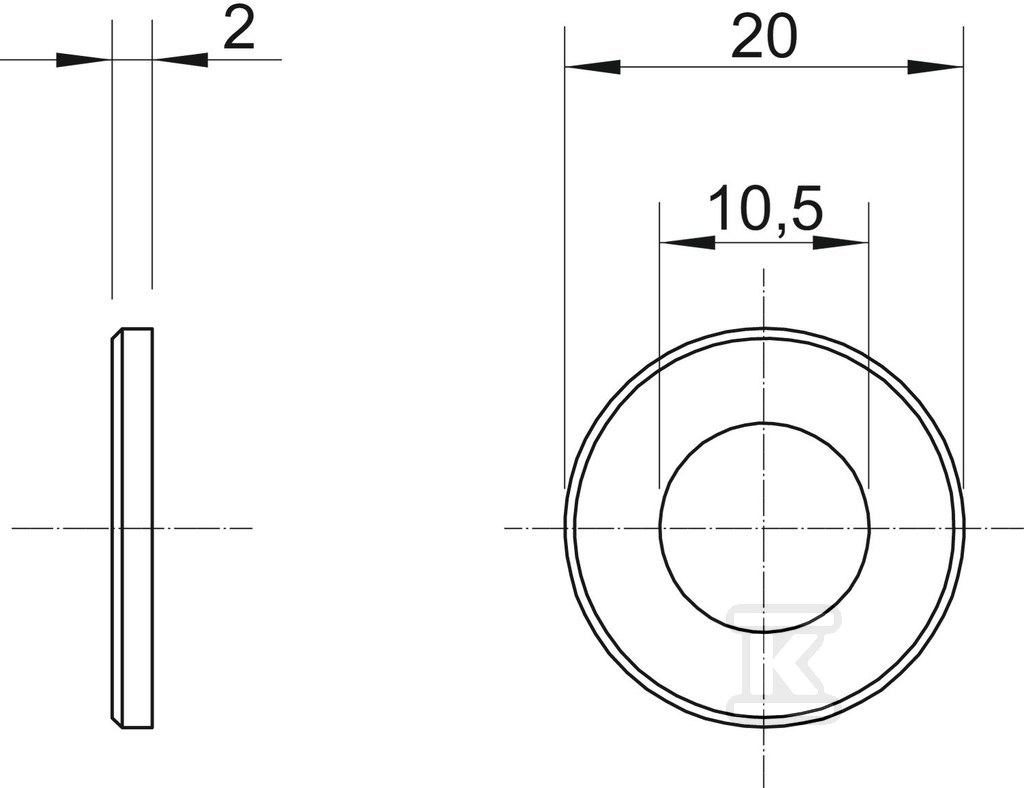 Podložka typ WS M10 D20 A2 - 3402320