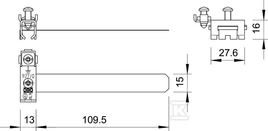 Taśmowa obejma uziemiająca typ 927 0 - 5057507