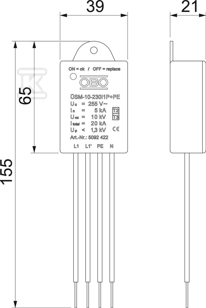 Ogranicznik przepięć LED typ - 5092422