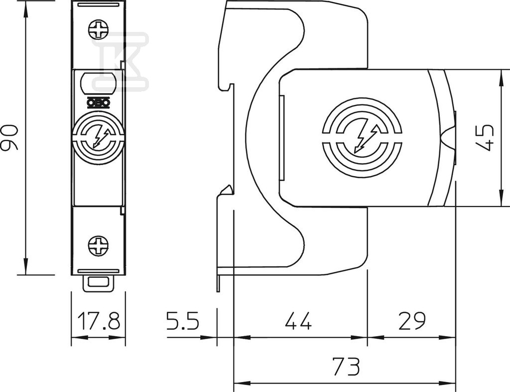 Ogranicznik przepięć, 1p Typ 1+2 (kl. - 5093440