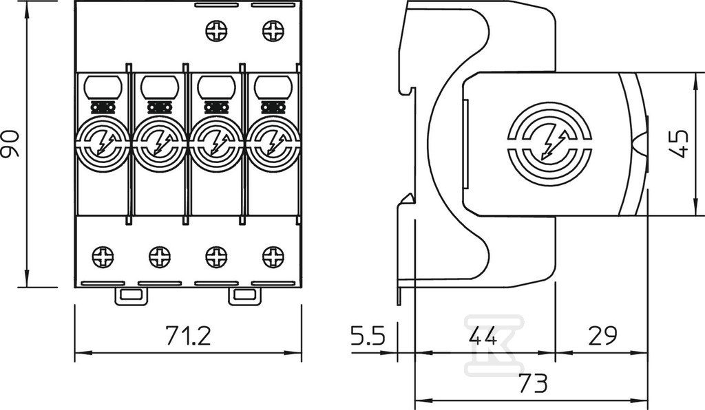 Svodič přepětí, 4p Typ 1+2 (tř. B+C) - 5093513