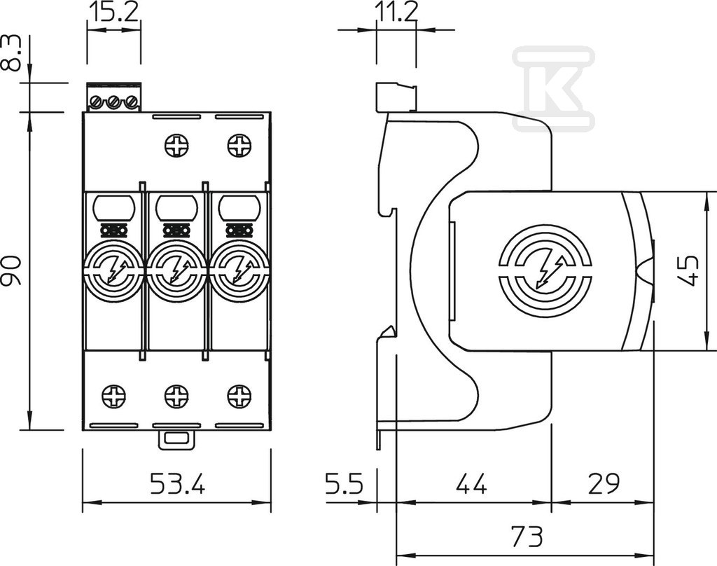 Ogranicznik przepięć, 3p Typ 1+2 (kl. - 5093516