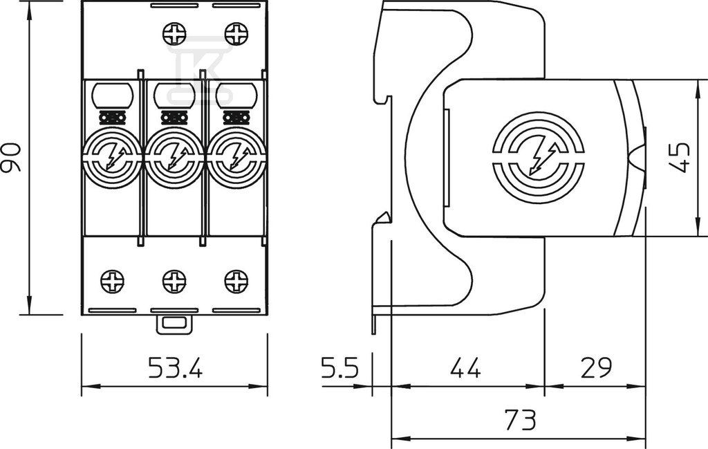 Ogranicznik przepięć, 3p Typ 1+2 (kl. - 5093542