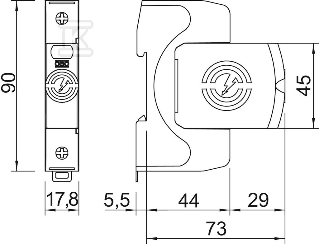 Ogranicznik przepięć, 1p Typ 2 (kl. C) - 5095191