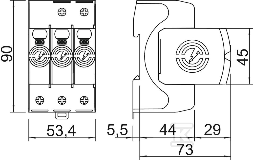 Ogranicznik przepięć, 3p Typ 2 (kl. C) - 5095213