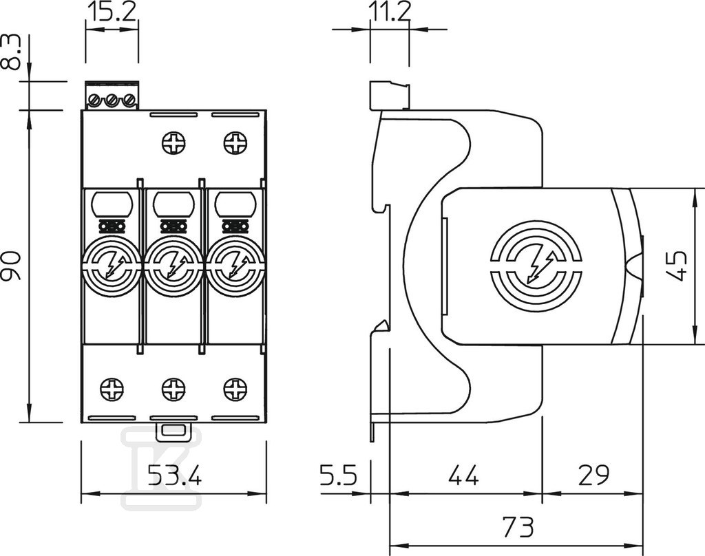 Ogranicznik przepięć, 3p Typ 2 (kl. C) - 5095283