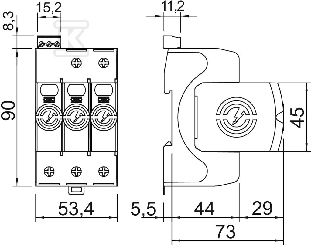 Ogranicznik przepięć, 3p Typ 2 (kl. C) - 5095313