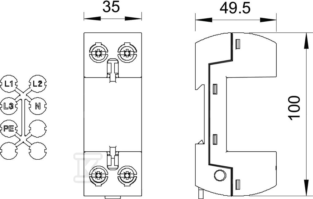 Podstawa ogranicznika typ MC 50-B U VDE - 5096839