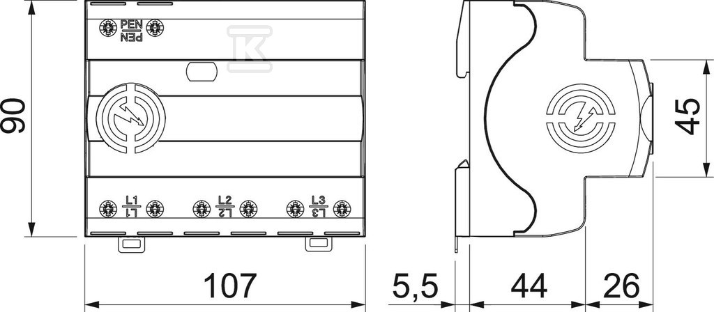 Ogranicznik przepięć 3p, Typ 1+2 (kl. - 5096981