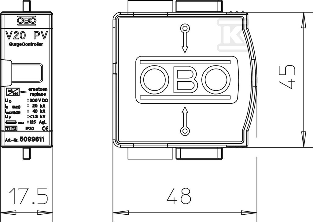 Wkładka ogranicznika przepięć typ V20-C - 5099611